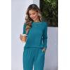 Ekouaer Women Pajama Sets 2 Piece Long Sleeves and Joggers Sleepwear Set Soft Pjs Lounge Set with Pockets(Teal)