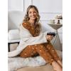 Ekouaer Women Pajama Sets 2 Piece Long Sleeves and Joggers Sleepwear Set Soft Pjs Lounge Set with Pockets(Teddy_brown)