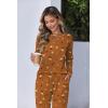 Ekouaer Women Pajama Sets 2 Piece Long Sleeves and Joggers Sleepwear Set Soft Pjs Lounge Set with Pockets(Teddy_brown)