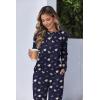 Ekouaer Women Pajama Sets 2 Piece Long Sleeves and Joggers Sleepwear Set Soft Pjs Lounge Set with Pockets(Teddy_navy Blue)