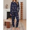 Ekouaer Women Pajama Sets 2 Piece Long Sleeves and Joggers Sleepwear Set Soft Pjs Lounge Set with Pockets(Teddy_navy Blue)