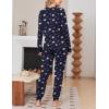 Ekouaer Women Pajama Sets 2 Piece Long Sleeves and Joggers Sleepwear Set Soft Pjs Lounge Set with Pockets(Teddy_navy Blue)