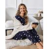 Ekouaer Women Pajama Sets 2 Piece Long Sleeves and Joggers Sleepwear Set Soft Pjs Lounge Set with Pockets(Teddy_navy Blue)