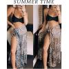 Ekouaer Women Sarong Swimsuit Coverups Chiffon Long Bikini Wraps Sheer Beach Bathing Suit Cover Up(3-leopard)