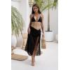 Ekouaer Women Sarong Swimsuit Coverups Chiffon Long Bikini Wraps Sheer Beach Bathing Suit Cover Up(4-swiss Dot – Black)