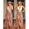 Ekouaer Women Sarong Swimsuit Coverups Chiffon Long Bikini Wraps Sheer Beach Bathing Suit Cover Up(A Leopard Pink Flower)
