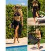 Ekouaer Women Sarong Swimsuit Coverups Chiffon Long Bikini Wraps Sheer Beach Bathing Suit Cover Up(Black/ Pink Art Stripe)