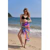 Ekouaer Women Sarong Swimsuit Coverups Chiffon Long Bikini Wraps Sheer Beach Bathing Suit Cover Up(Black/ Pink Art Stripe)