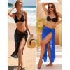 Ekouaer Women Sarong Swimsuit Coverups Chiffon Long Bikini Wraps Sheer Beach Bathing Suit Cover Up(Black+blue)