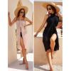 Ekouaer Women Sarong Swimsuit Coverups Chiffon Long Bikini Wraps Sheer Beach Bathing Suit Cover Up(Black+dark Khaki)
