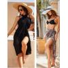Ekouaer Women Sarong Swimsuit Coverups Chiffon Long Bikini Wraps Sheer Beach Bathing Suit Cover Up(Black+leopard)