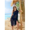 Ekouaer Women Sarong Swimsuit Coverups Chiffon Long Bikini Wraps Sheer Beach Bathing Suit Cover Up(Black+navy Blue)