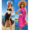 Ekouaer Women Sarong Swimsuit Coverups Chiffon Long Bikini Wraps Sheer Beach Bathing Suit Cover Up(Black+pink)