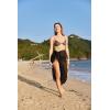 Ekouaer Women Sarong Swimsuit Coverups Chiffon Long Bikini Wraps Sheer Beach Bathing Suit Cover Up(Black+print Dot)