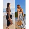 Ekouaer Women Sarong Swimsuit Coverups Chiffon Long Bikini Wraps Sheer Beach Bathing Suit Cover Up(Black+print Dot)