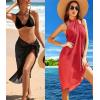 Ekouaer Women Sarong Swimsuit Coverups Chiffon Long Bikini Wraps Sheer Beach Bathing Suit Cover Up(Black+red)