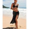 Ekouaer Women Sarong Swimsuit Coverups Chiffon Long Bikini Wraps Sheer Beach Bathing Suit Cover Up(Black+white)