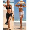 Ekouaer Women Sarong Swimsuit Coverups Chiffon Long Bikini Wraps Sheer Beach Bathing Suit Cover Up(Black+white)
