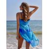 Ekouaer Women Sarong Swimsuit Coverups Chiffon Long Bikini Wraps Sheer Beach Bathing Suit Cover Up(Blue Tie-dye)