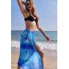 Ekouaer Women Sarong Swimsuit Coverups Chiffon Long Bikini Wraps Sheer Beach Bathing Suit Cover Up(Blue Tie-dye)