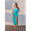 Ekouaer Women Sarong Swimsuit Coverups Chiffon Long Bikini Wraps Sheer Beach Bathing Suit Cover Up(Blue-green)