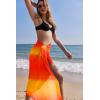 Ekouaer Women Sarong Swimsuit Coverups Chiffon Long Bikini Wraps Sheer Beach Bathing Suit Cover Up(Gradient-orange)