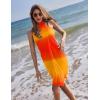 Ekouaer Women Sarong Swimsuit Coverups Chiffon Long Bikini Wraps Sheer Beach Bathing Suit Cover Up(Gradient-orange)