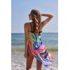 Ekouaer Women Sarong Swimsuit Coverups Chiffon Long Bikini Wraps Sheer Beach Bathing Suit Cover Up(Pink Art Stripe)