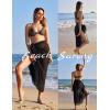 Ekouaer Women Sarong Swimsuit Coverups Chiffon Long Bikini Wraps Sheer Beach Bathing Suit Cover Up(Rose Red+black)