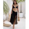 Ekouaer Women Sarong Swimsuit Coverups Chiffon Long Bikini Wraps Sheer Beach Bathing Suit Cover Up(Swiss Dot-black and White)