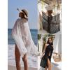Ekouaer Women Sarong Swimsuit Coverups Chiffon Long Bikini Wraps Sheer Beach Bathing Suit Cover Up(Swiss Dot-black and White)