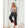 Ekouaer Women Silk Satin Pajama Pants, Color Block Loose Lounge Pants Elastic Waist Pj Bottoms with Pockets(Black)