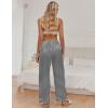 Ekouaer Women Silk Satin Pajama Pants, Color Block Loose Lounge Pants Elastic Waist Pj Bottoms with Pockets(Black Stripe)