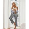 Ekouaer Women Silk Satin Pajama Pants, Color Block Loose Lounge Pants Elastic Waist Pj Bottoms with Pockets(Black Stripe)