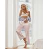 Ekouaer Women Silk Satin Pajama Pants, Color Block Loose Lounge Pants Elastic Waist Pj Bottoms with Pockets(Champagne)