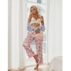 Ekouaer Women Silk Satin Pajama Pants, Color Block Loose Lounge Pants Elastic Waist Pj Bottoms with Pockets(Pink Stripe Teddy)