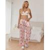 Ekouaer Women Silk Satin Pajama Pants, Color Block Loose Lounge Pants Elastic Waist Pj Bottoms with Pockets(Pink Stripe Teddy)