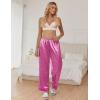 Ekouaer Women Silk Satin Pajama Pants, Color Block Loose Lounge Pants Elastic Waist Pj Bottoms with Pockets(Red Leopard)