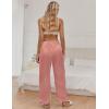 Ekouaer Women Silk Satin Pajama Pants, Color Block Loose Lounge Pants Elastic Waist Pj Bottoms with Pockets(Red Stripe)