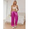 Ekouaer Women Silk Satin Pajama Pants, Color Block Loose Lounge Pants Elastic Waist Pj Bottoms with Pockets(Rose Red)