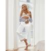 Ekouaer Women Silk Satin Pajama Pants, Color Block Loose Lounge Pants Elastic Waist Pj Bottoms with Pockets(White)