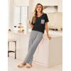 Ekouaer Women’s 3 Piece Pajama Set Short Sleeve Sleepwear Pj Set Top and Shorts Pants Pjs with Pockets(Black White Stripe)