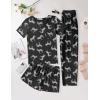 Ekouaer Women’s 3 Piece Pajama Set Short Sleeve Sleepwear Pj Set Top and Shorts Pants Pjs with Pockets(Black Zebra)