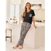 Ekouaer Women’s 3 Piece Pajama Set Short Sleeve Sleepwear Pj Set Top and Shorts Pants Pjs with Pockets(Brown Leopard)