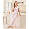 Ekouaer Women’s 3 Piece Pajama Set Short Sleeve Sleepwear Pj Set Top and Shorts Pants Pjs with Pockets(Flamingo Print)