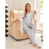 Ekouaer Women’s 3 Piece Pajama Set Short Sleeve Sleepwear Pj Set Top and Shorts Pants Pjs with Pockets(Gray Stripe)