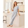 Ekouaer Women’s 3 Piece Pajama Set Short Sleeve Sleepwear Pj Set Top and Shorts Pants Pjs with Pockets(Gray Stripe)