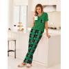 Ekouaer Women’s 3 Piece Pajama Set Short Sleeve Sleepwear Pj Set Top and Shorts Pants Pjs with Pockets(Green and Black Plaid)