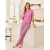 Ekouaer Women’s 3 Piece Pajama Set Short Sleeve Sleepwear Pj Set Top and Shorts Pants Pjs with Pockets(Pink Black Plaid)