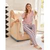 Ekouaer Women’s 3 Piece Pajama Set Short Sleeve Sleepwear Pj Set Top and Shorts Pants Pjs with Pockets(Pink Plaid)